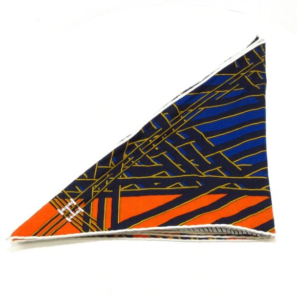 Auth HERMES Pointeau Triangle JEAN 363684S White Blue Multi Cashmere Silk - - Picture 1 of 5